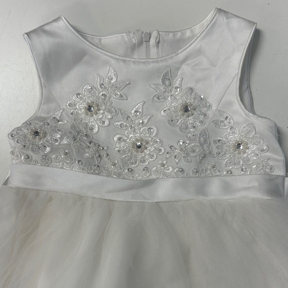 David’s Bridal Beaded Applique Flower Girl Dress Tulle Wedding 5 - Picture 6 of 8